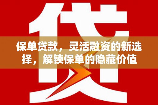 宁阳保单贷款，灵活融资的新选择，解锁保单的隐藏价值