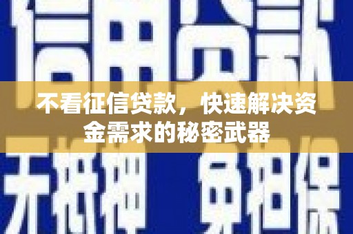 宁阳不看征信贷款，快速解决资金需求的秘密武器